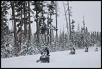 Snowmobilers. Yellowstone National Park, Wyoming, USA.