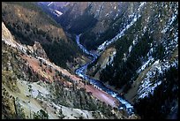 River and Walls of the Grand Canyon of Yellowstone, dusk. Yellowstone National Park, Wyoming, USA.