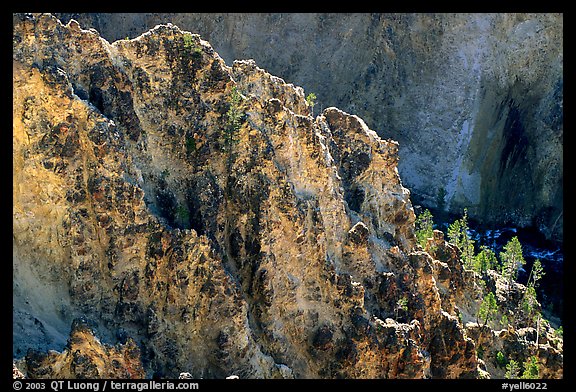 Rock wall in Grand Canyon of the Yellowstone. Yellowstone National Park, Wyoming, USA.