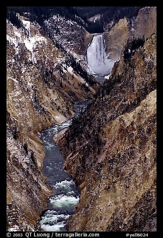 Falls of the Yellowstone river in Grand Canyon of the Yellowstone. Yellowstone National Park (color)