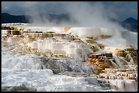 Active terraces at Canary Springs, steam, and mountains. Yellowstone National Park ( color)