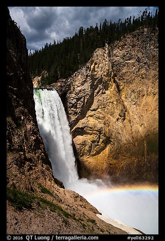 Lower Falls of the Yellowstone River from bottom. Yellowstone National Park (color)