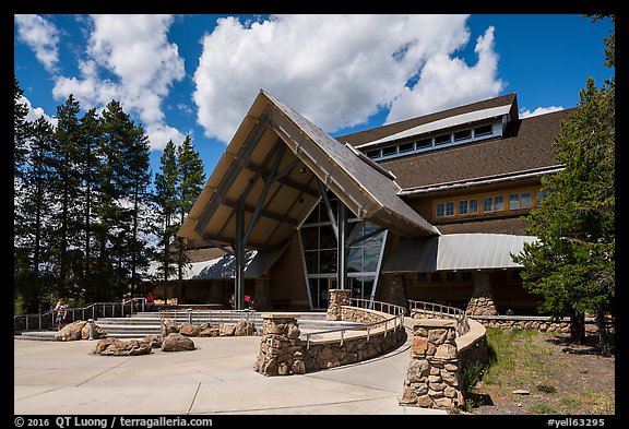 Old Faithful visitor education center. Yellowstone National Park, Wyoming, USA.