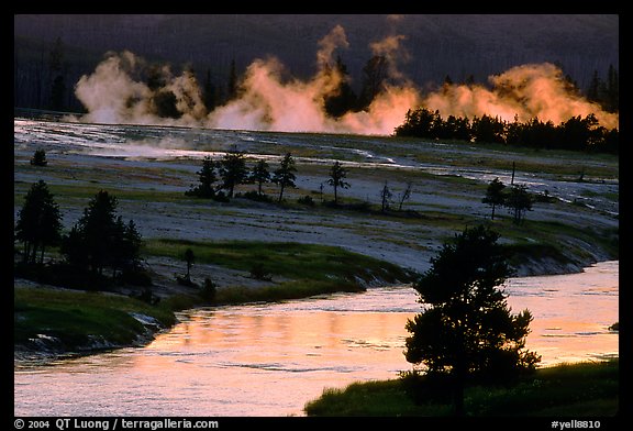 Midway Geyser Basin along the Firehole River. Yellowstone National Park, Wyoming, USA.