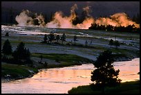 Midway Geyser Basin along the Firehole River. Yellowstone National Park, Wyoming, USA.