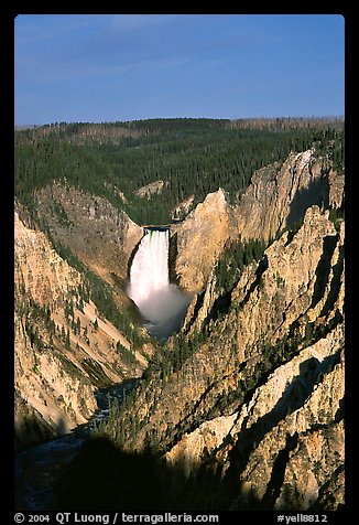 Falls of the Yellowstone River, early morning. Yellowstone National Park, Wyoming, USA.