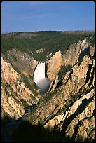 Falls of the Yellowstone River, early morning. Yellowstone National Park, Wyoming, USA. (color)