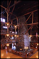 Chimney in main hall of Old Faithful Inn. Yellowstone National Park ( color)