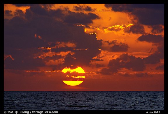 Sun rises over the Atlantic ocean. Biscayne National Park, Florida, USA.