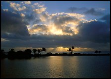 Sunrays and clouds at sunrise, Bayfront. Biscayne National Park, Florida, USA.