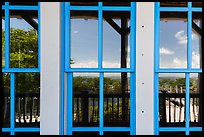 Biscayne Bay, visitor center window reflexion. Biscayne National Park, Florida, USA. (color)