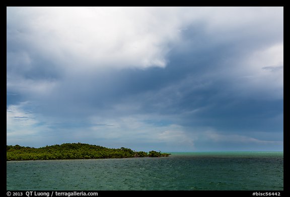 Elliot Key, Caesar Creek, and thunderstorm clouds. Biscayne National Park, Florida, USA.