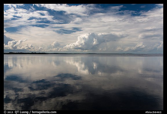 Clouds reflected in water, Biscayne Bay. Biscayne National Park, Florida, USA.