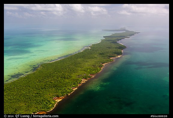 Aerial view of Biscayne Bay, Elliott Key, and Hawk Channel. Biscayne National Park (color)