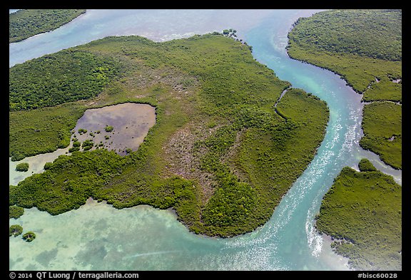 Aerial view of Hurricane Creek on Old Rhodes Key. Biscayne National Park (color)