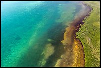 Aerial view of reef, shoal, coastline, and forest. Biscayne National Park ( color)
