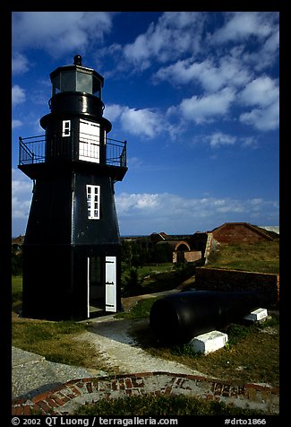 Fort Jefferson lighthouse, early morning. Dry Tortugas National Park, Florida, USA.