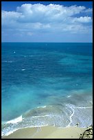 Open ocean view with beach, turquoise waters and surf. Dry Tortugas National Park, Florida, USA. (color)