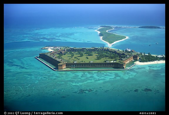 Aerial view of Garden, Bush, and Long Keys. Dry Tortugas National Park, Florida, USA.