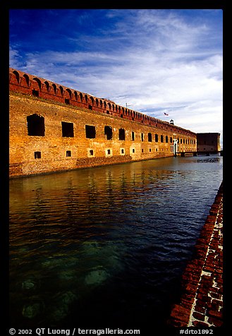 Fort Jefferson moat and thick brick walls. Dry Tortugas National Park, Florida, USA.