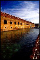 Fort Jefferson moat and thick brick walls. Dry Tortugas National Park, Florida, USA. (color)