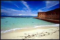 Beach and Fort Jefferson. Dry Tortugas National Park, Florida, USA.