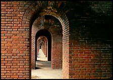 Gallery of brick arches, Fort Jefferson. Dry Tortugas National Park, Florida, USA.