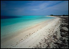 Sandy beach and turquoise waters, Bush Key. Dry Tortugas National Park, Florida, USA.