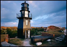 Lighthouse and cannon on upper level of Fort Jefferson. Dry Tortugas  National Park ( color)