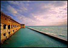 Fort Jefferson wall, moat and seawall, brighter late afternoon light. Dry Tortugas National Park ( color)