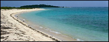 Sandy beach and turquoise waters. Dry Tortugas National Park (Panoramic color)