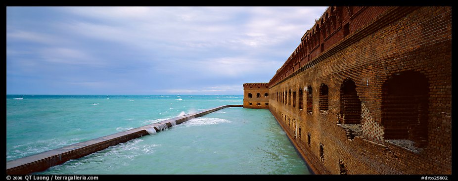 Oceanscape with brick wall. Dry Tortugas  National Park (color)