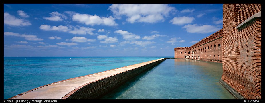 Moat and Fort Jefferson brick wall. Dry Tortugas National Park (color)