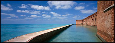 Moat and Fort Jefferson brick wall. Dry Tortugas  National Park (Panoramic color)