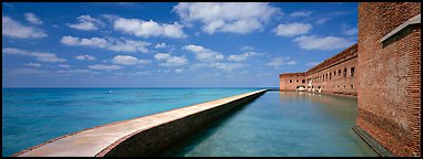 Moat and Fort Jefferson brick wall. Dry Tortugas National Park (Panoramic color)