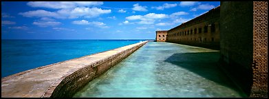 Seawall, moat, and Fort Jefferson. Dry Tortugas National Park (Panoramic color)