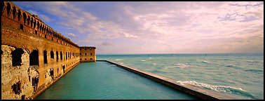 Seascape with fort and seawall. Dry Tortugas  National Park (Panoramic color)