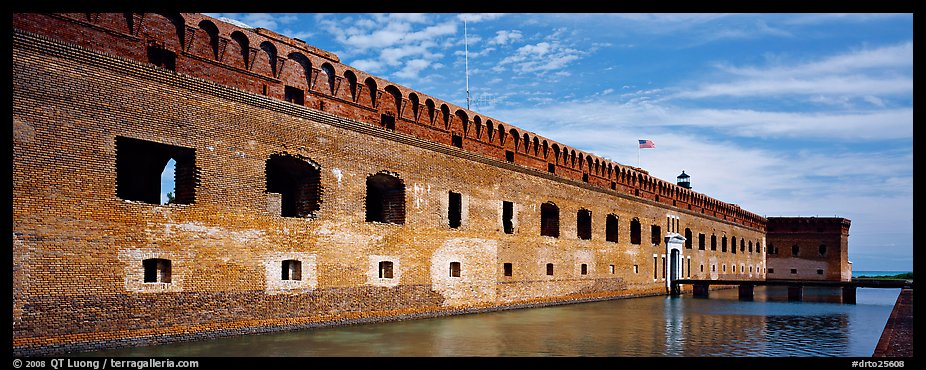 Fort Jefferson reflected in moat. Dry Tortugas National Park (color)