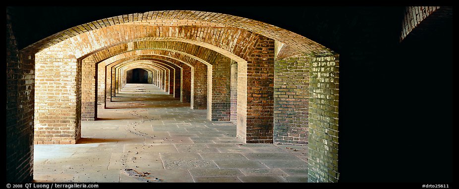 Arches in Fort Jefferson lower level. Dry Tortugas National Park (color)