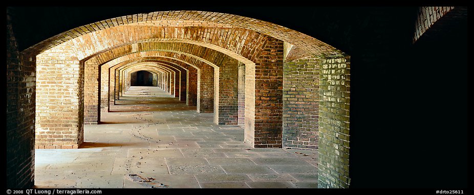 Arches in Fort Jefferson lower level. Dry Tortugas  National Park (color)