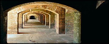 Arches in Fort Jefferson lower level. Dry Tortugas  National Park (Panoramic color)