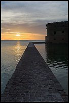 Fort Jefferson seawall and moat at sunset. Dry Tortugas National Park, Florida, USA. (color)