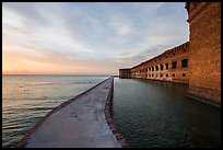 Fort Jefferson moat and walls at sunset. Dry Tortugas National Park, Florida, USA. (color)