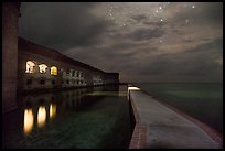 Fort Jefferson, moat, and ocean at night. Dry Tortugas National Park, Florida, USA. (color)