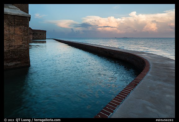 Seawall at sunrise. Dry Tortugas National Park, Florida, USA.