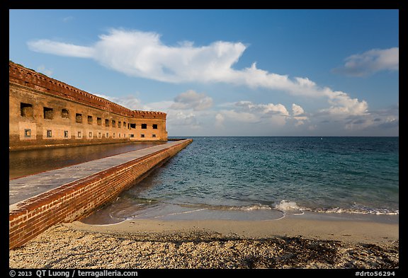 North Beach and Fort Jefferson, early morning. Dry Tortugas National Park (color)