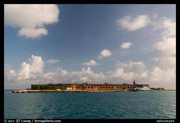 Garden Key and Fort Jefferson from water. Dry Tortugas National Park, Florida, USA.