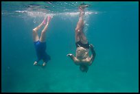 Free divers descending. Dry Tortugas National Park, Florida, USA.