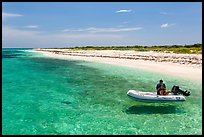 Dinghy on clear waters, Loggerhead Key. Dry Tortugas National Park, Florida, USA. (color)