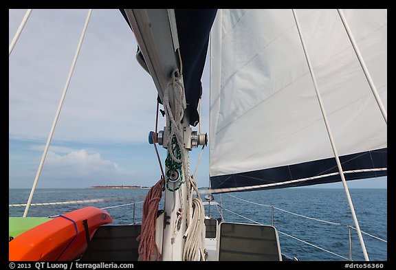 Fort Jefferson seen through sails. Dry Tortugas National Park (color)